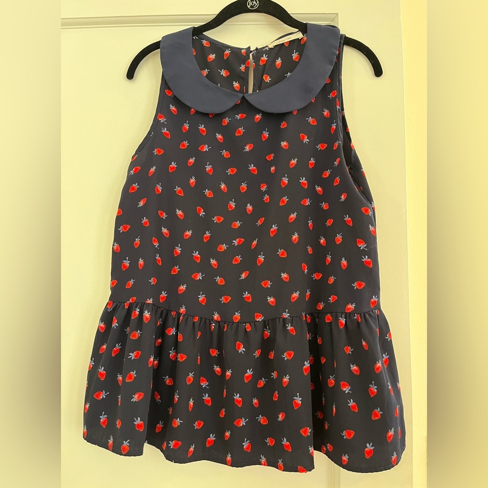 Modcloth Navy Strawberry Print top XS